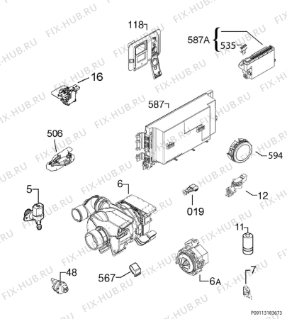 Взрыв-схема посудомоечной машины Electrolux ESF8690ROW - Схема узла Electrical equipment 268